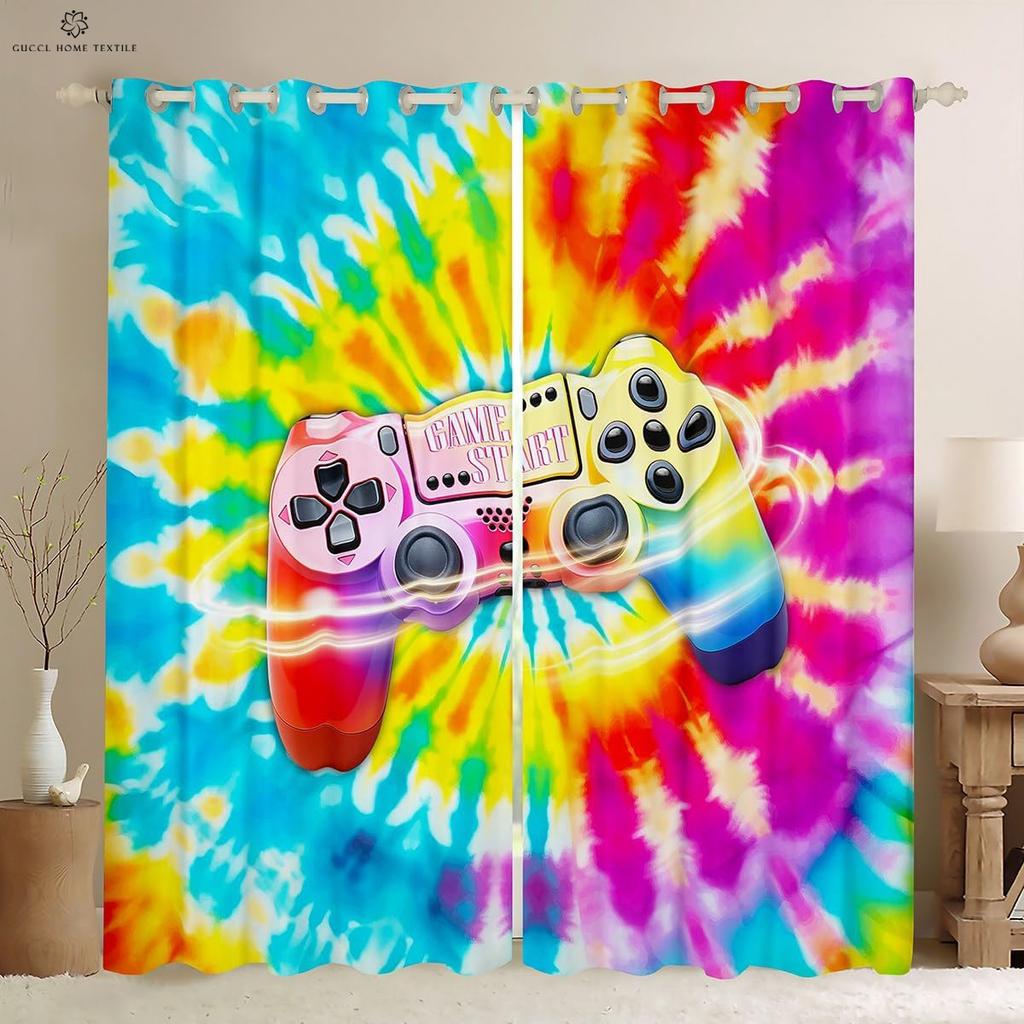E-Sports Room Game Window Curtains Colorful Creative Printing Living Room Bedroom E-Sports Decoration Custom Curtains 2PCS