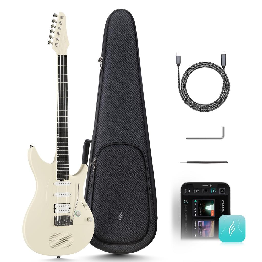 Enya Inspire Electric Guitar Smart Electric Carbon Fiber Guitar with 15W Wireless 20 Onboard Charging Adjustment Wrench and Gig Bag 39" Speaker,