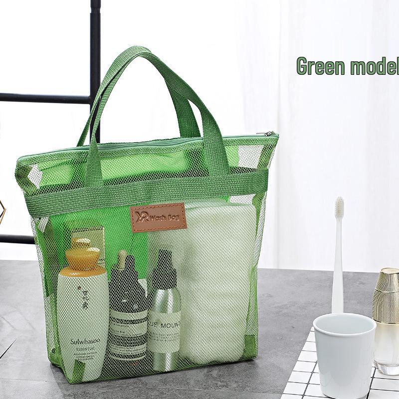 Mesh Beach Tote: Travel Storage & Toiletry Bag with Barcode Sticker