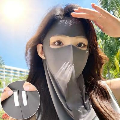 3D Ice Silk Sun Protection Breathable Face Mask UPF50+ Women Men Full Face Cover UV Blocking Cool Touch Summer Cycling Shield