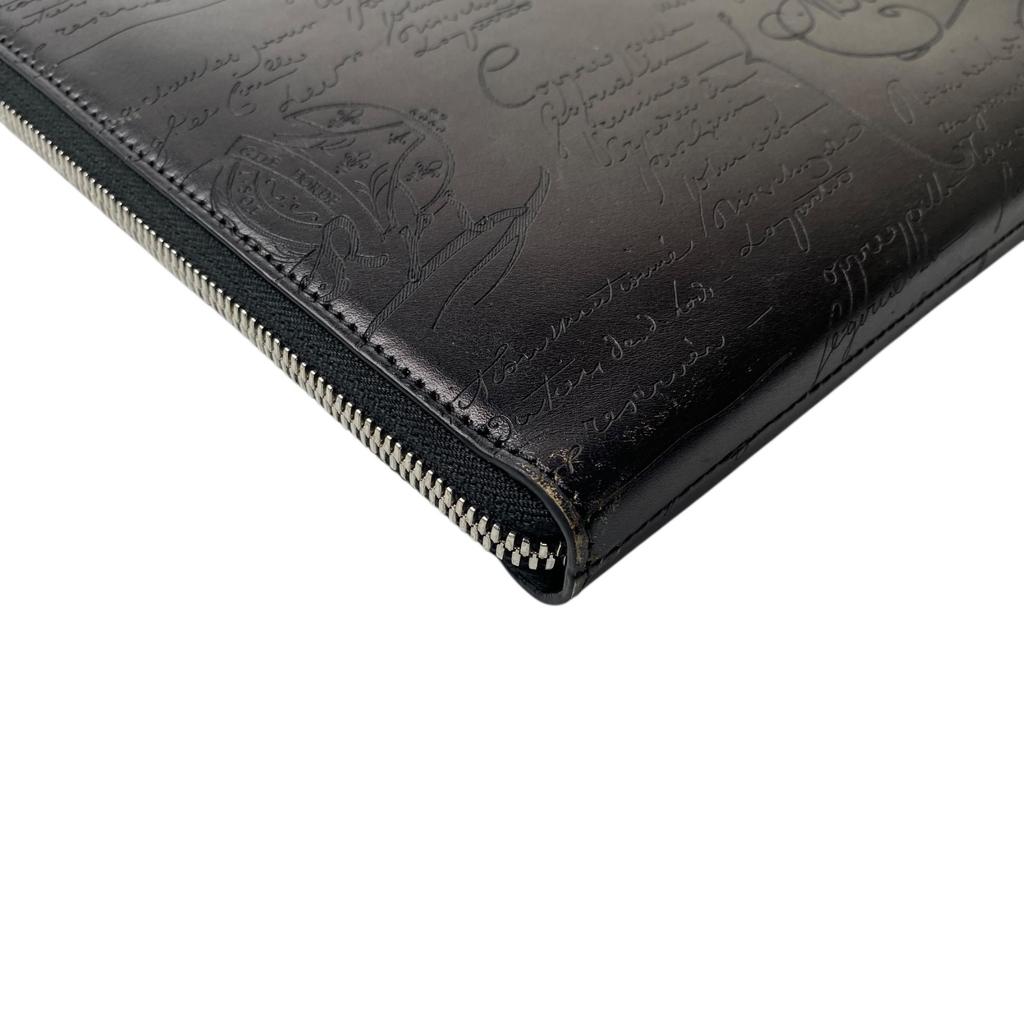 Used BerlutiClutch Bag Dark Brown Leather Mens