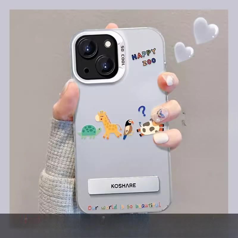 Anwendbar auf Apple 14 Handyhülle Iphone13 Niedliches Tier Unsichtbare Halterung 12pro Farbe Silber Matt 11 Große Löcher