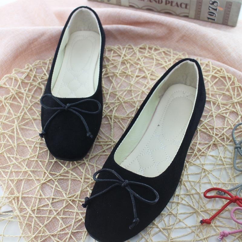 Women Girls Solid Big Size Slip On Flat Shallow Comfort Casual Single Shoes