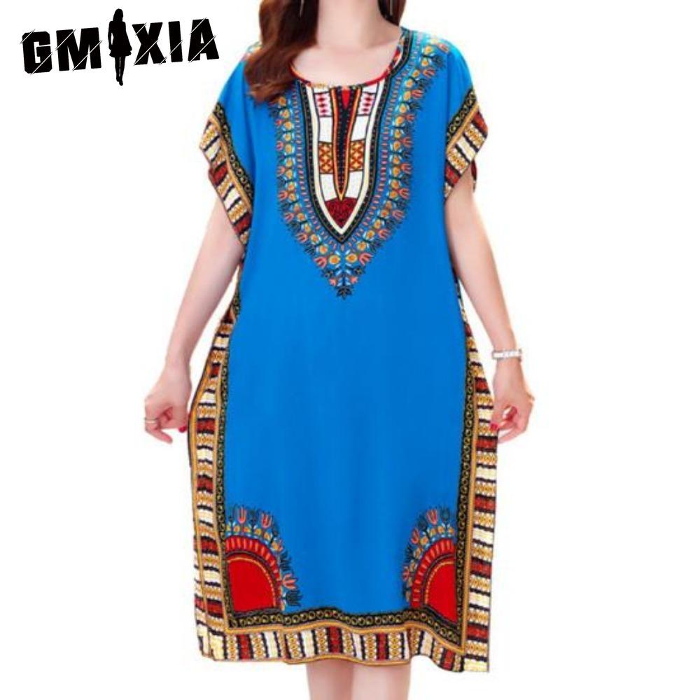 GMXIA Summer Dress Geometric Print Pullover One Size Chic Women Mid-Calf Dress For Homewear