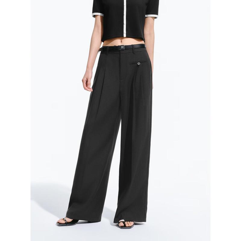 Peacebird Women's High-Waisted Straight-Leg Wide-Leg Casual Pants