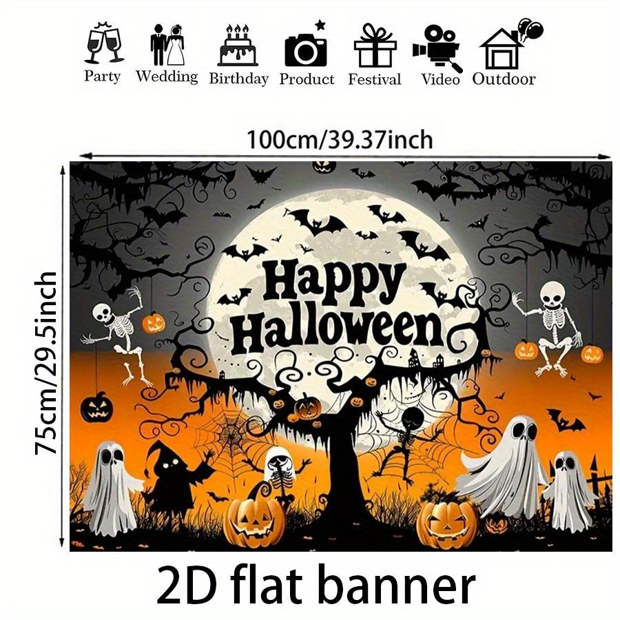 2D Planar Halloween Limited Edition Banner, Made of Polyester, Thick and Durable, with a Pumpkin Designzyc