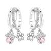 Orstarry 925 Silver Double Layer Pet Paw Print Drop Earrings Women Fashion Jewelry Gifts
