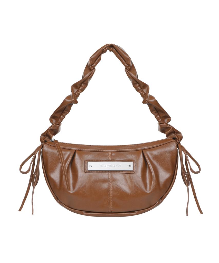 Nick&Nicole Crystal Shirring Ribbon Round Bag_Brown