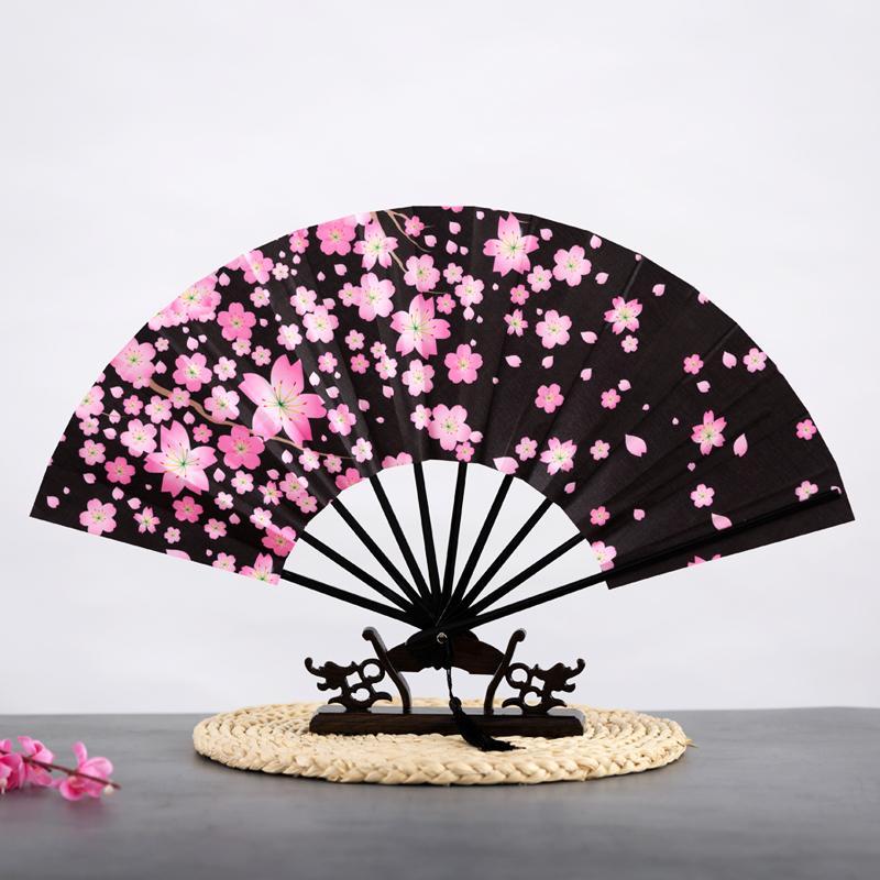 Ancient Chinese Style Golden Portable Folding Fan Bamboo Ribs Japanese Decor Stage Fan Girl Hanfu Dance Performance Hand Fan