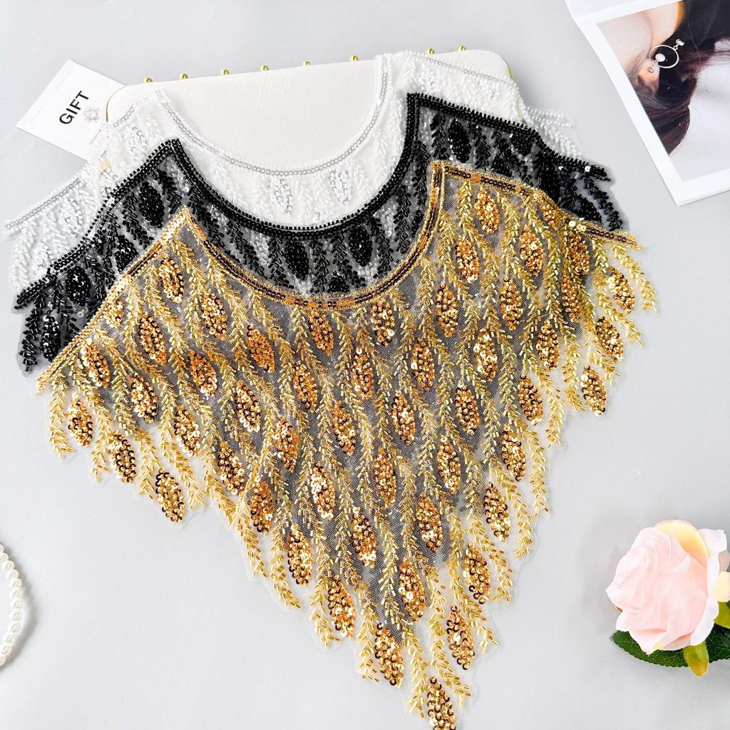 Heavy Industry Mesh Bead Sequin Patch Decorative Clothing Dress Dress Accessories Front Collar Cloth Sticker Accessories