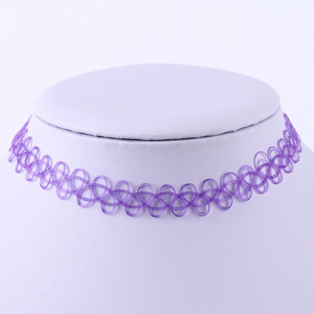 Vintage Tattoo Halsketten Set für Damen Mädchen Elastische Schlüsselbein Kette Bunte Punk Gothic Stretch Choker Spitze