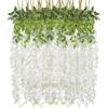 12pcs Faux Wisteria Hanging Green Plant Rattan Hanging Flower Rattan Hanging Garland Silk Rope 110cm Long For Party Home Wedding Decoration