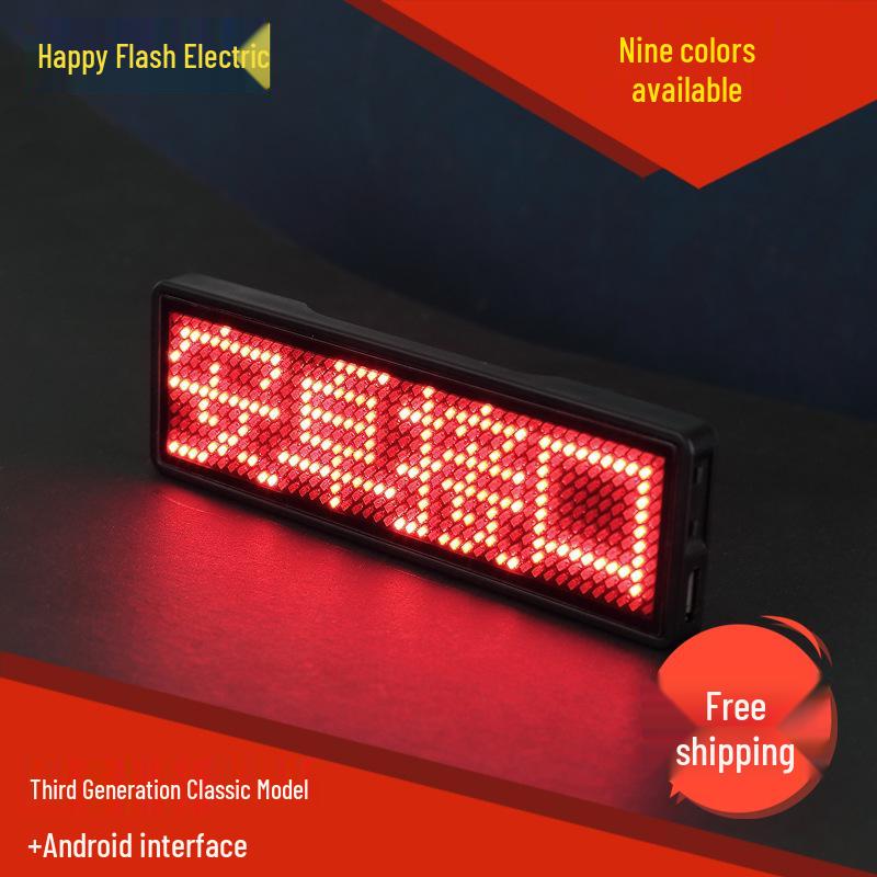 Bluetooth LED Badge Business Card Screen - Changeable Text, Scrolling Display, Mobile Adapter, Ideal for Ride-Hailing ID.