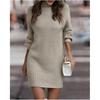 Damen Herbst und Winter Einfarbig Rollkragen Langarm Pullover Frühling Slim Midilänge Pendlerkleider