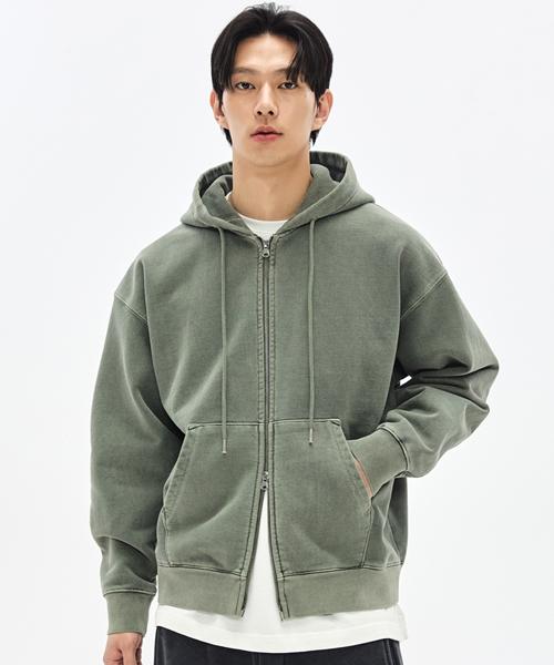 Soverment 980G Pigment Cut Hoodie Zip-Up - Dutch Khaki -