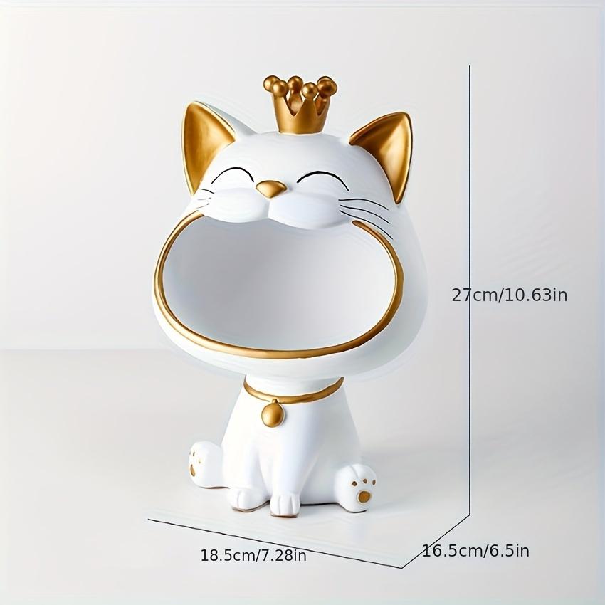 Lucky Cat Statue Sculpture Table Decoration Miniature Figurine Sundries Storage Box Modern Living Room Desk Home Decor Ornaments