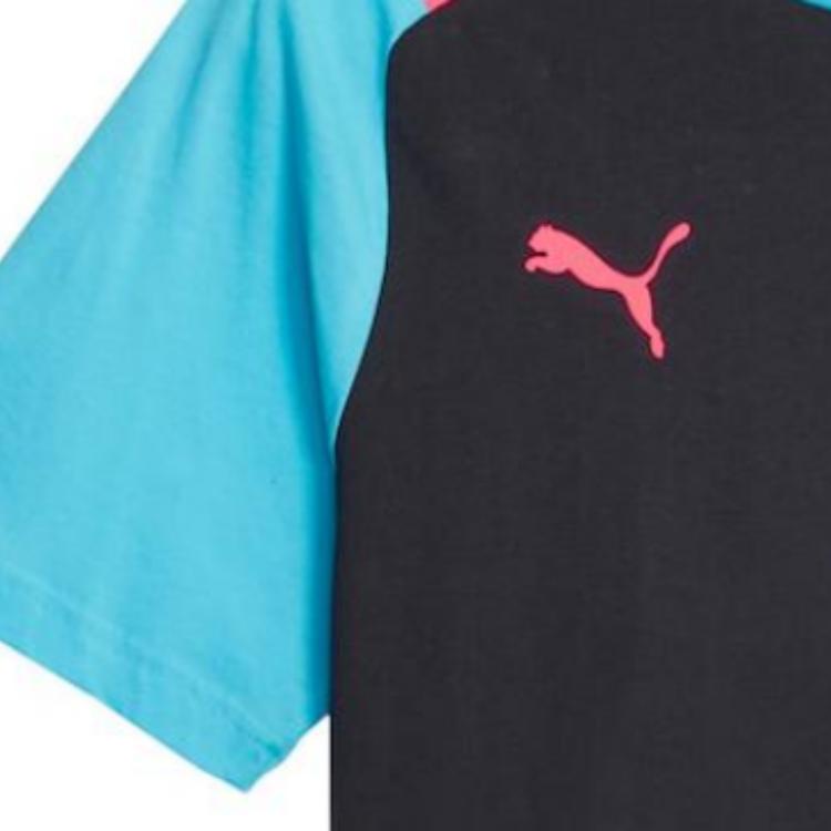 Puma Sports Casual Brand Logo Badge Short Sleeve T-Shirt Unisex Tops Navy-Blue 772902-03