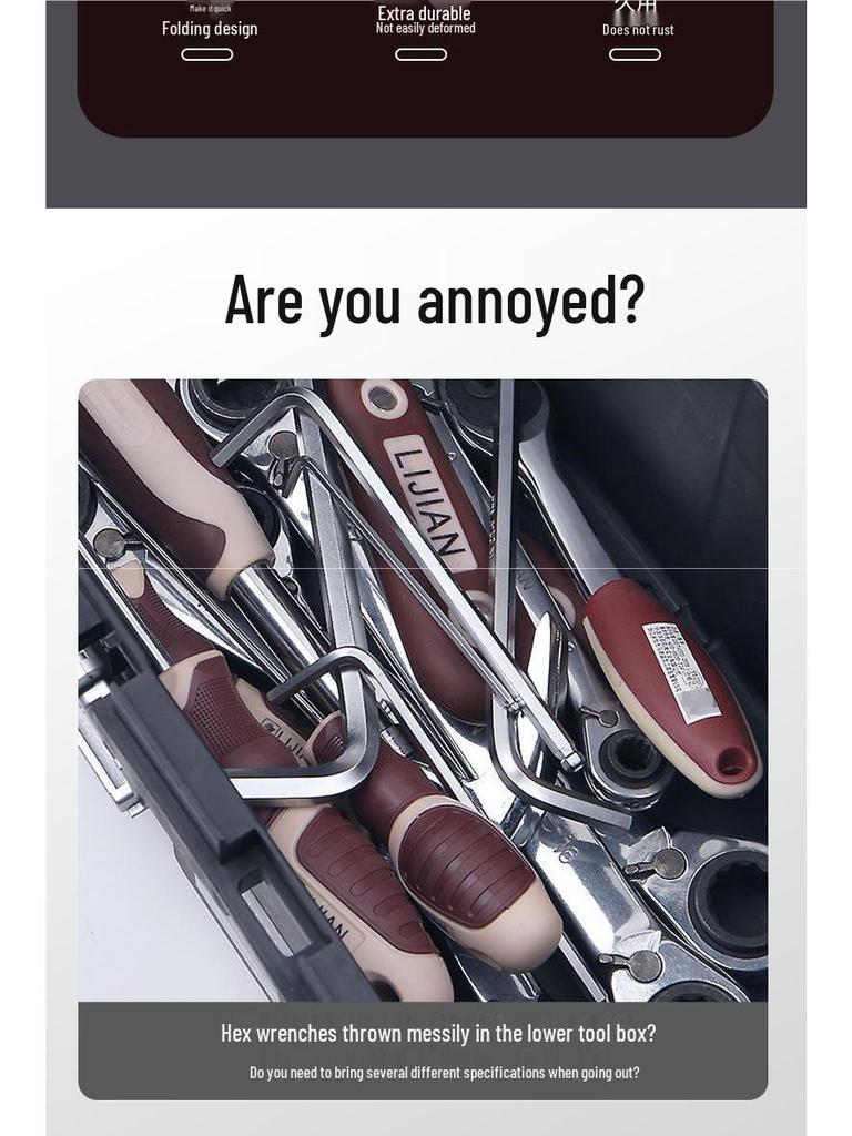 Taiwan Alloy Steel Folding Hex Key Set - Rust-Resistant, High Hardness Hex Wrench Combination.