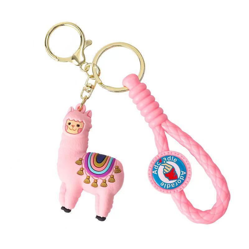 Charming Cartoon Alpaca Keychain & Car Pendant - Personality Figure Bag Ornament with Lanyard Gift