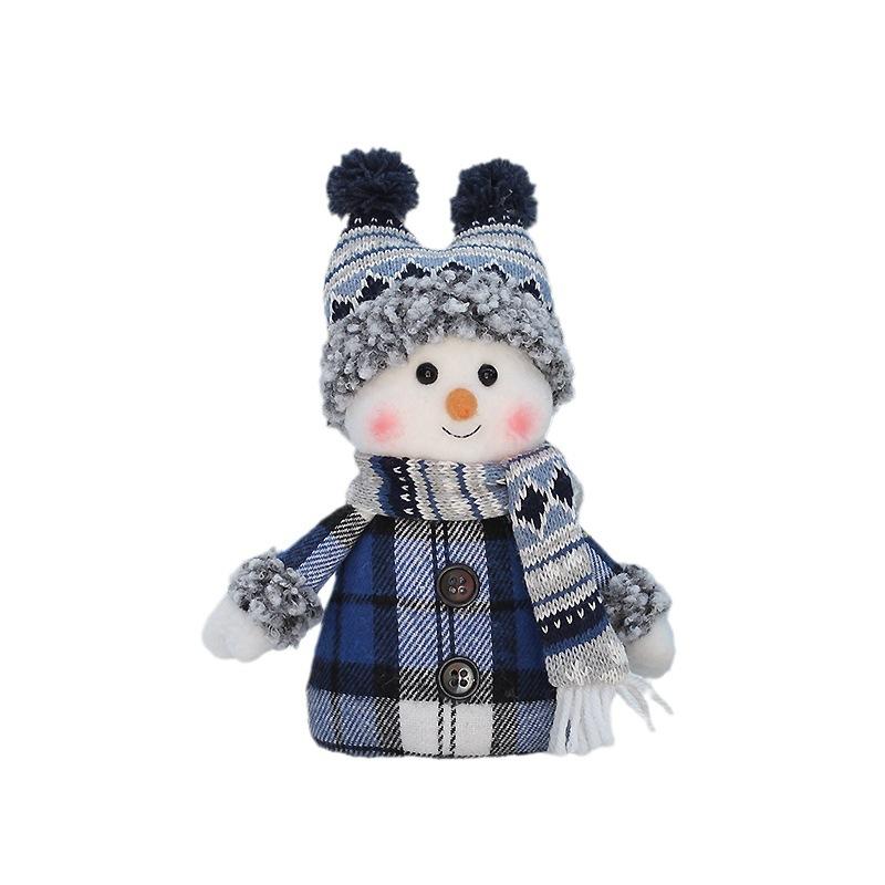 Christmas Fabric Plush Toy Cute Skiing Rocking Snowman Decorative Ornament Holiday Gift New Arrival Blue