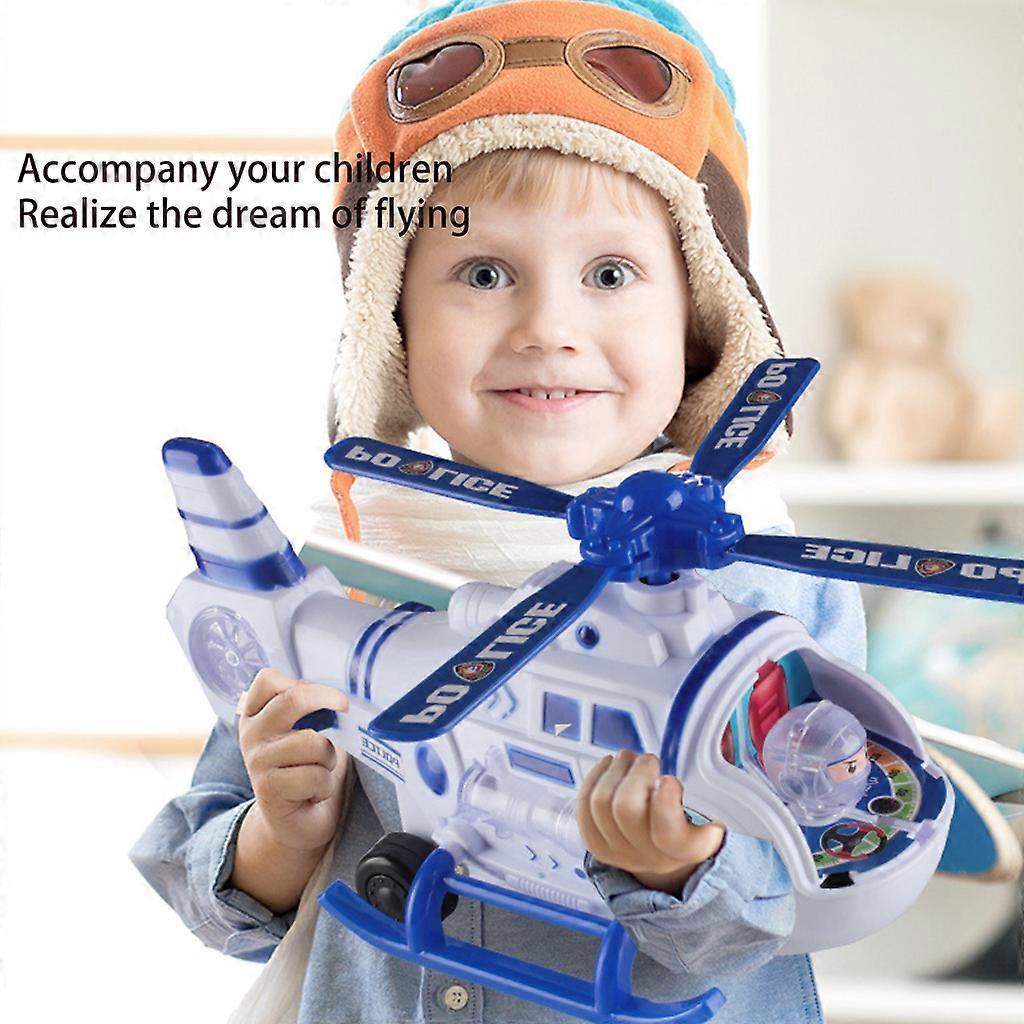 Electric Aircraft Mini Car Toy for w/ LED Music Model Helicopter Kids Interactive Learning Toy Baby New Year’s Party Fav Blue