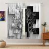 Set Of 2 Black White Tree Printed Curtain Home Decor Window Treatment Bedroom Office Kitchen Living Room With Rod Pocket Polyester Perfect For Sitting