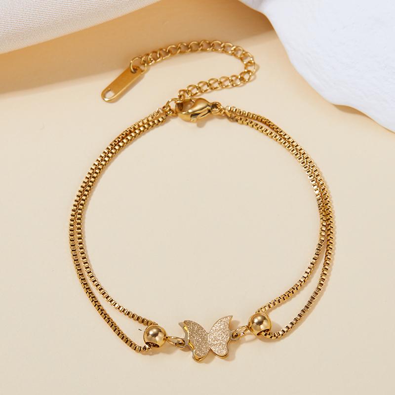 Stainless Steel Exquisite Elegant Compact Butterfly Bracelet Women's  Romantic Classic Adjustable Party Birthday Gifts