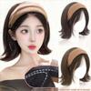 Korean Style Synthetic Wide Knit Headband Wigs Hair Hoop Short Wavy Bob Hair  Party