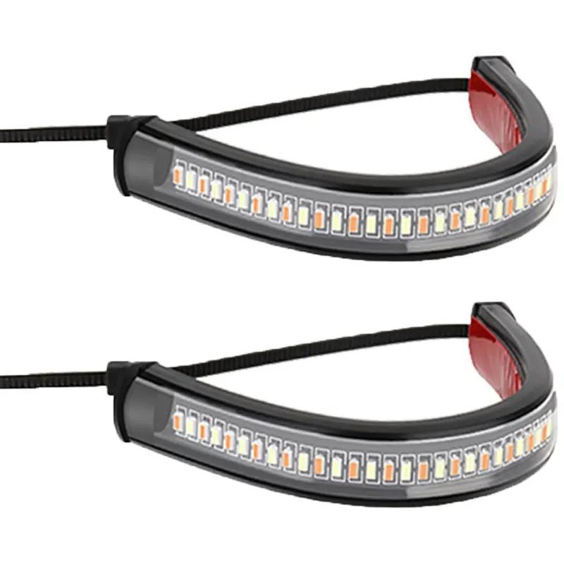 1Pc 12V LED Motorcycle Turn Signal Light & DRL Amber White Moto Flasher Ring Fork Strip Lamp Flashing Blinker Universal