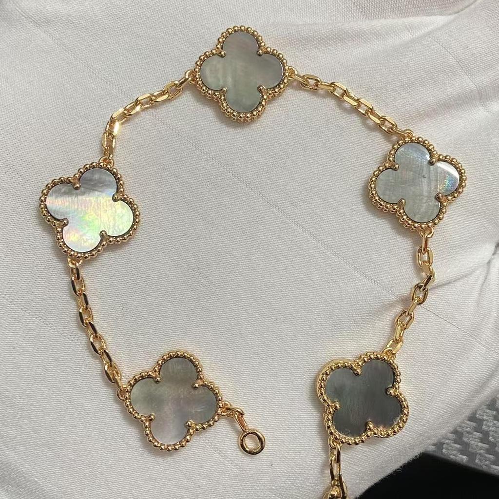 Nouă Versiune Brățară Trifoi cu Patru Foi Cinci Flori Agat Roșu Natural Sidef Alb Brățară Dama Brățară Laser