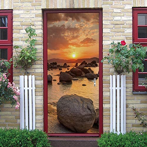 3D-klistermärken Vattentäta dörrklistermärken Dörrväggmålning Självhäftande PVC-klistermärke Avtagbar väggdekor för hemmakontorsdekoration Körsbärsmönster