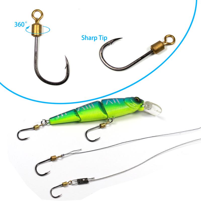 Rotating Carp Bimoo 10pcs Rotating Fish Hook with Swivel High Carbon Steel Sharp ...