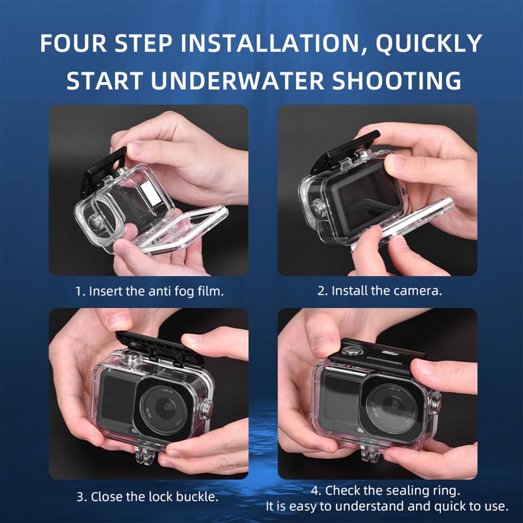 Para DJI OSMO Action6 Caixa de Mergulho Transparente Capa de Alojamento Subaquático Protetor 60M À Prova d'Água Concha de Mergulho Invisível Acessórios para Câmera