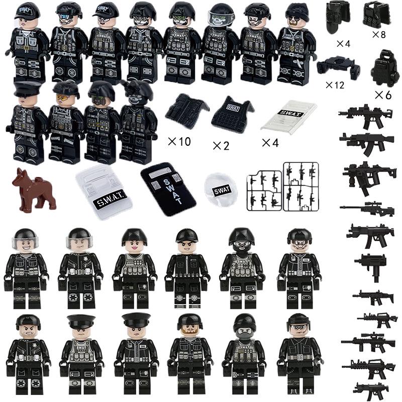 24 Styles SWAT Special Forces Building Blocks Minifigures Military Scene Assembly Toys