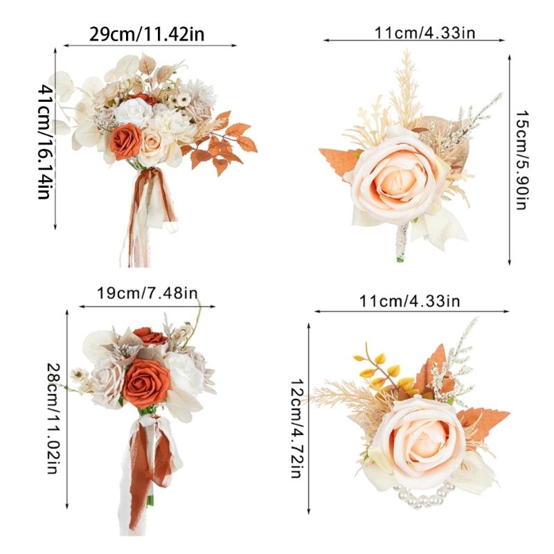 Functional Bridal Flower Bouquet Countrysides Style Bridesmaids Bouquet Artificial Wrist Flowers for Wedding Decors