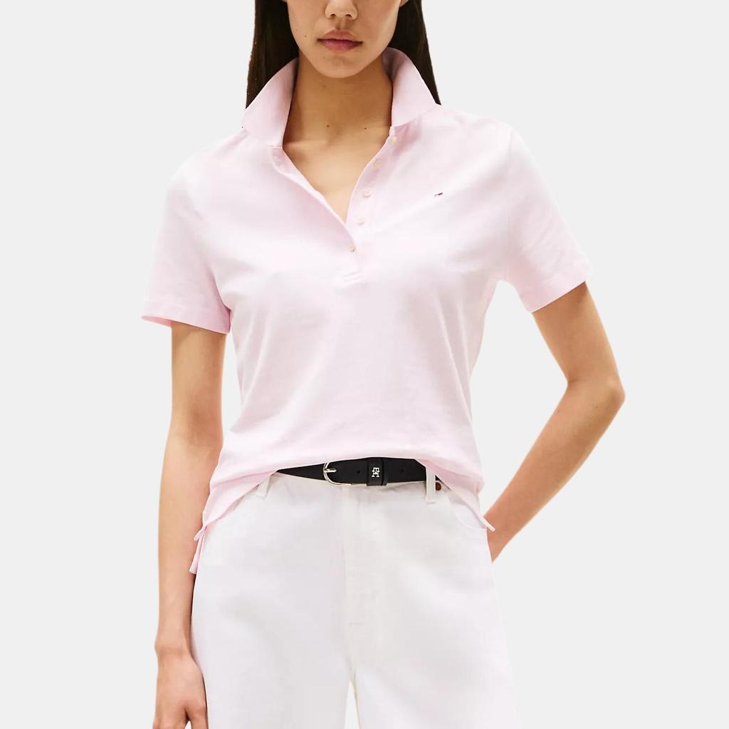 Tommy Hilfiger Elegant Simple Slim Fit Solid Color Casual Comfortable Versatile Basic Short Sleeve Polo Shirt Women Tops 76J5198-8Z6