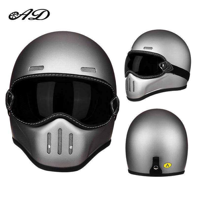 AD Fiberglass Retro Full Face Motorcycle Helmet for Men and Women