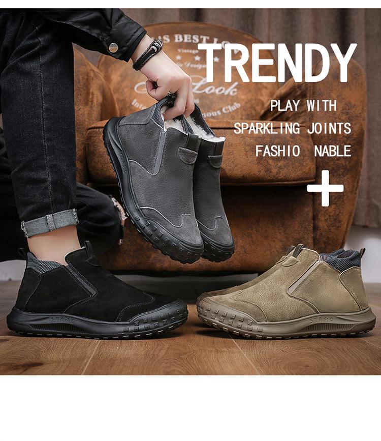 Pánské zimní kotníkové protiskluzové bezpečnostní boty se sametovou izolací pro ochranu v chladném počasí a ve sněhu.
