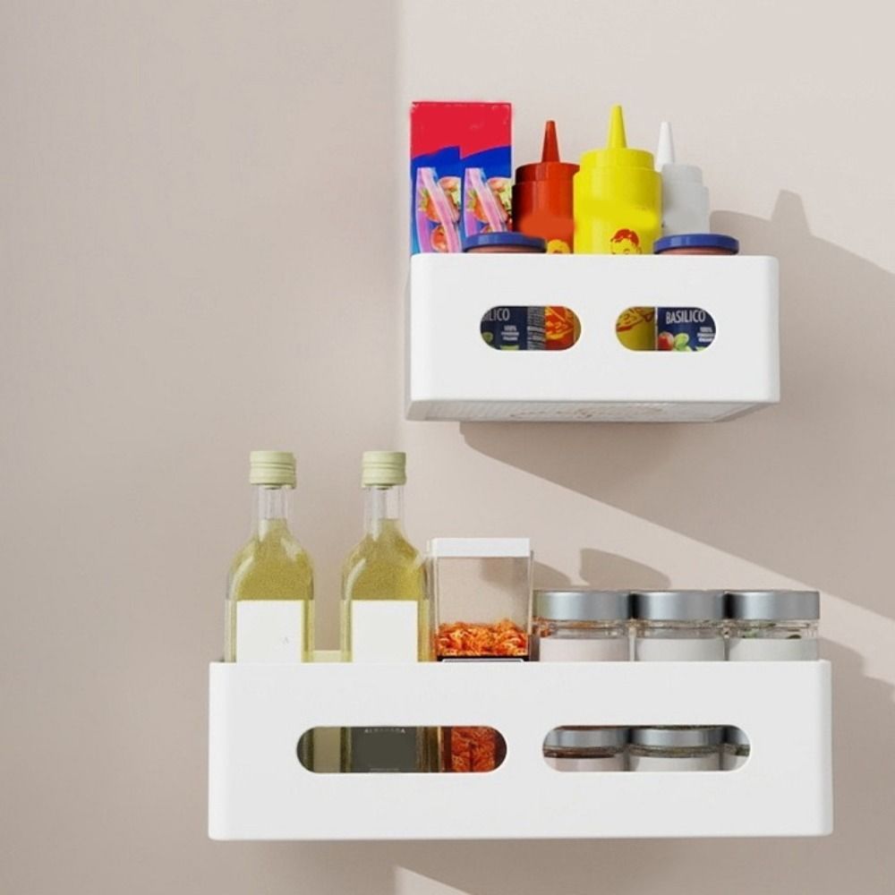 Carbon Steel Refrigerator Magnetic Shelf Punch Free Kitchen Storage Shelves Kitchen