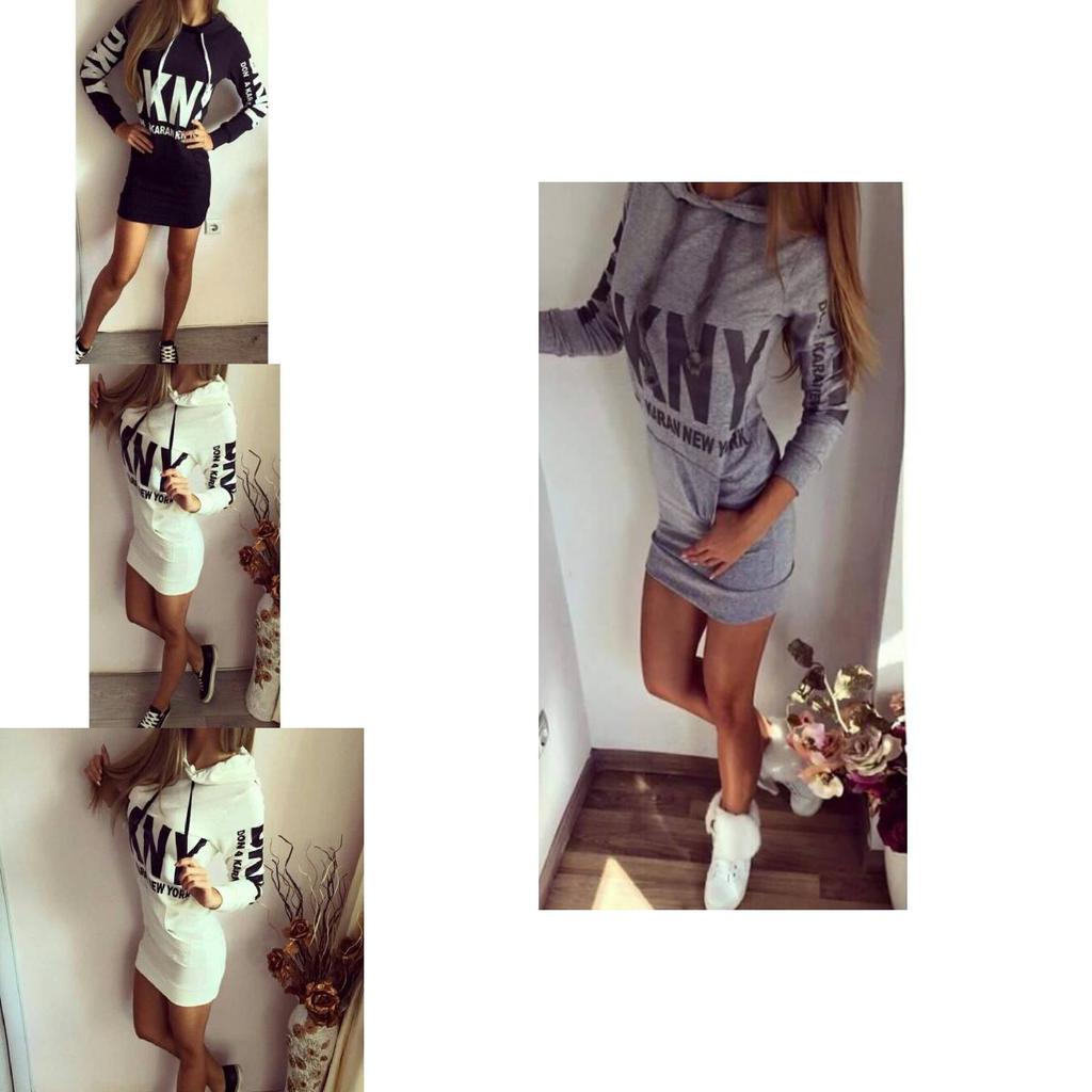 Womens Hoodie Dress With Letter Print Polyester Fabric For Street Style Fall Fashion