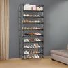 1pc Simple Shoe Rack, Multi-layer Folding Shoe Cabinet Economical Home Bedroom Metal Black Rack Shoe Rack