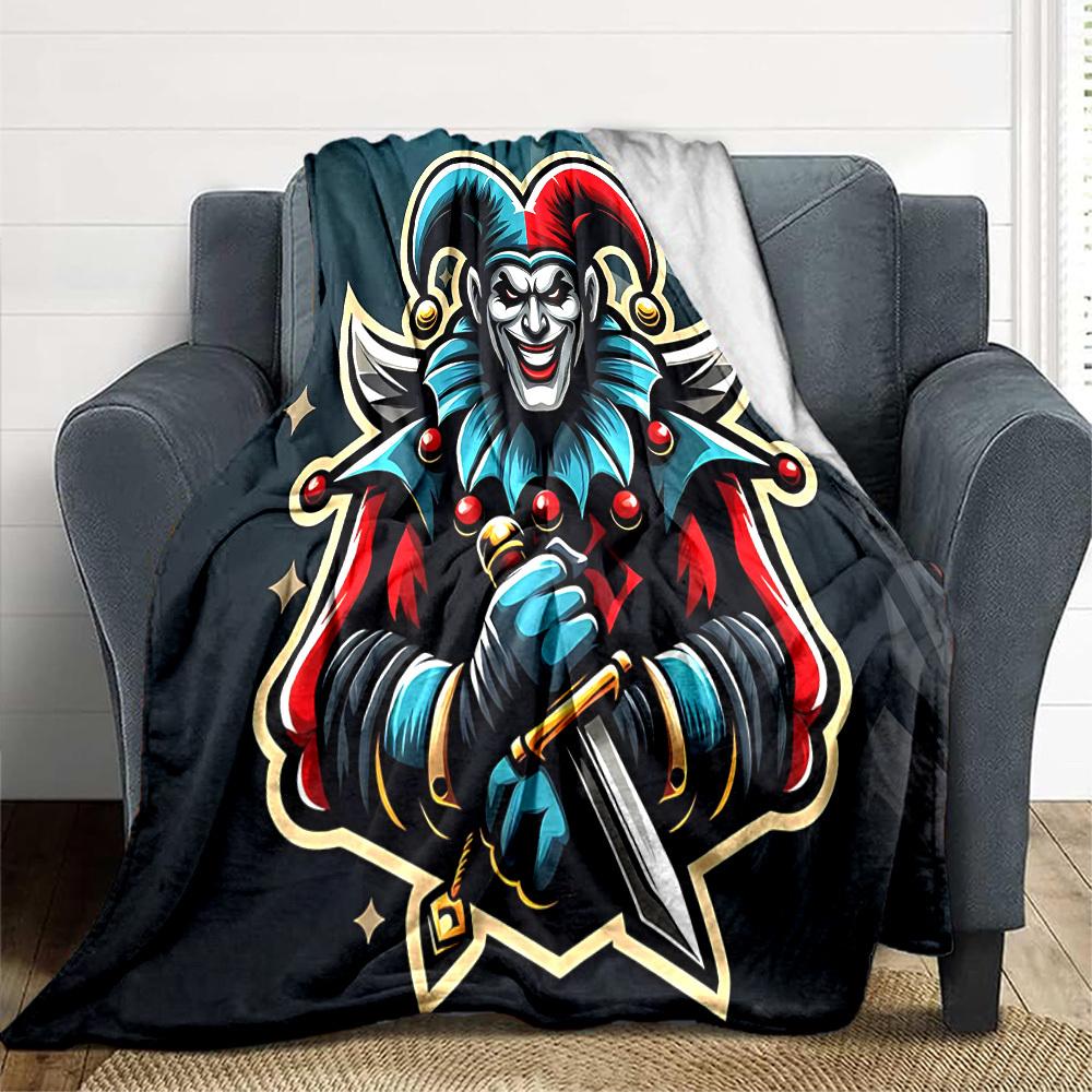 1pc Jester Knight Blanket, Lightweight Flannel Throw Blanket for Sofa, Bed, Travel, Camping, Living Room, Office, Couch, Chair, and Bed