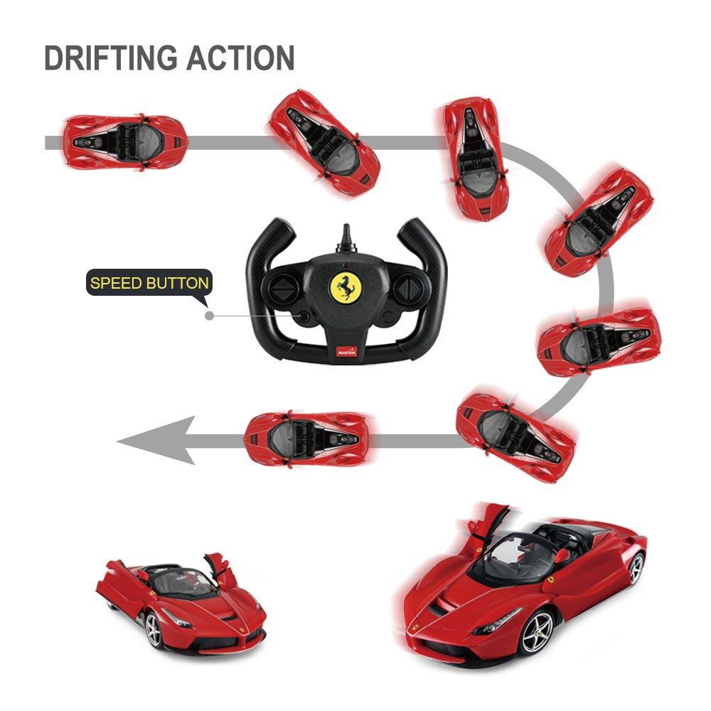 RASTAR Ferrari RC Radio Control Car, Official Model, 1:14 Scale Ferrari LaFerrari Aperta RC Drift Car, Convertible, Openable Doors, Red