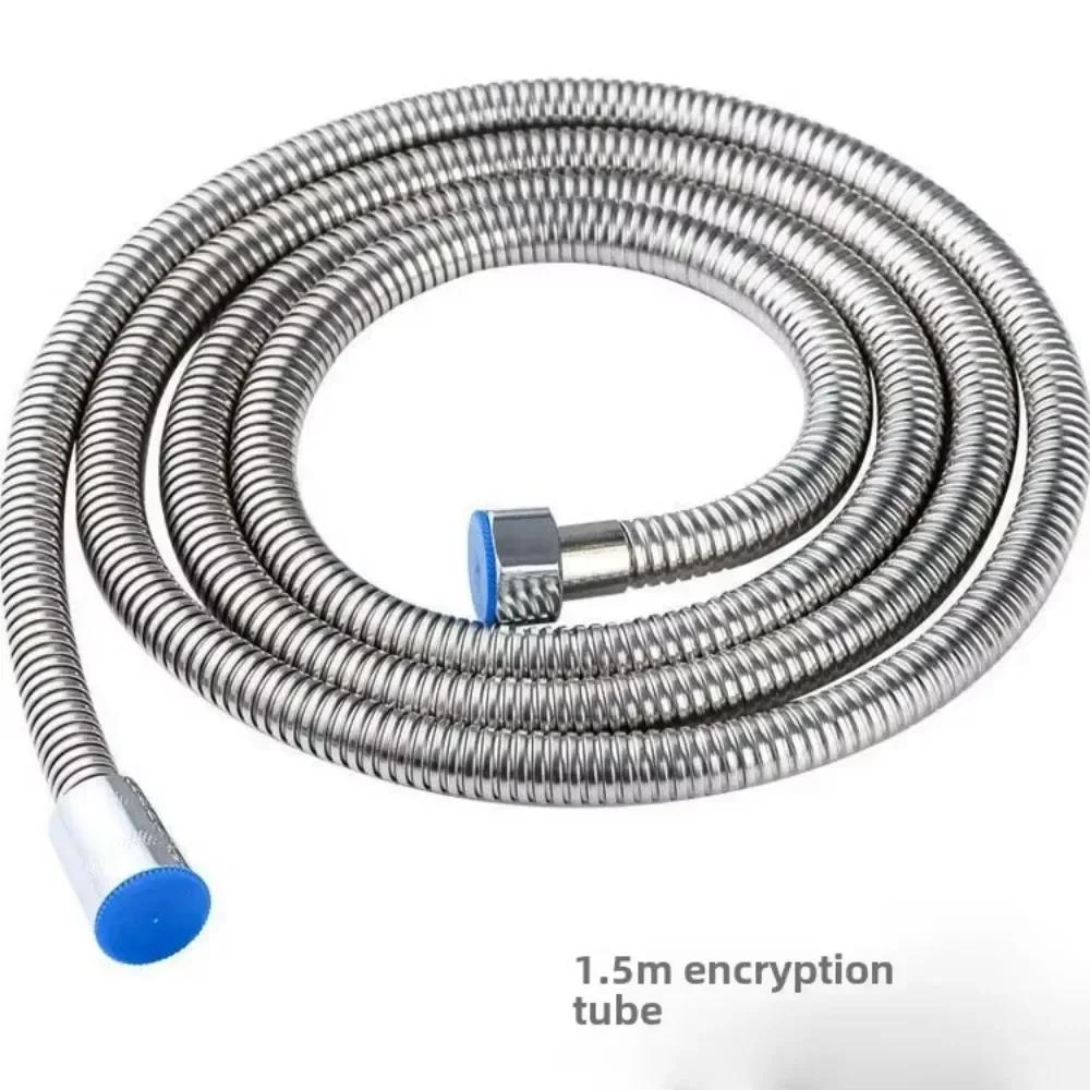 Tubo Doccia in Acciaio Inossidabile 1.5/2M Tubo Doccia Antideflagrante Soffione a Pioggia Tubo Acqua Tubi Idraulici in Metallo Elettrolucidato