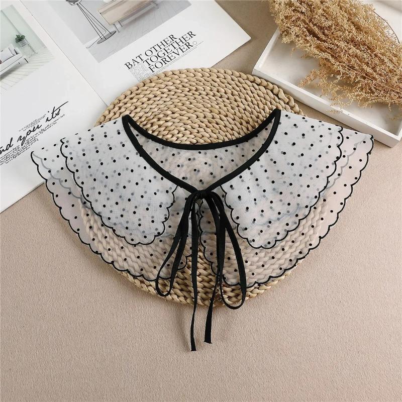 Polka Dots Fake Collar Shawl Wrap Girls Floral Lace Necklace Lapel Blouse Tops False Collars Dress Lapel Detachable Collar Shawl