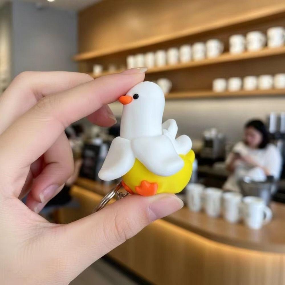 Wear-Resistant Clicker Toy Keychain 3D Printed Banana Duck Keychain Mini Fidget Toy  Students