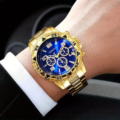 Hoge Kwaliteit Roestvrij Staal Horlogeband Mannen Polshorloge Luxe Casual Kwarts Horloge Groot Wijzerplaat Zakelijk Horloge