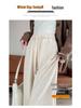 2026 Fall/Winter Off-White High-Waisted Cashmere Wide-Leg Pants with Velvet, Casual Floor-Length for Women