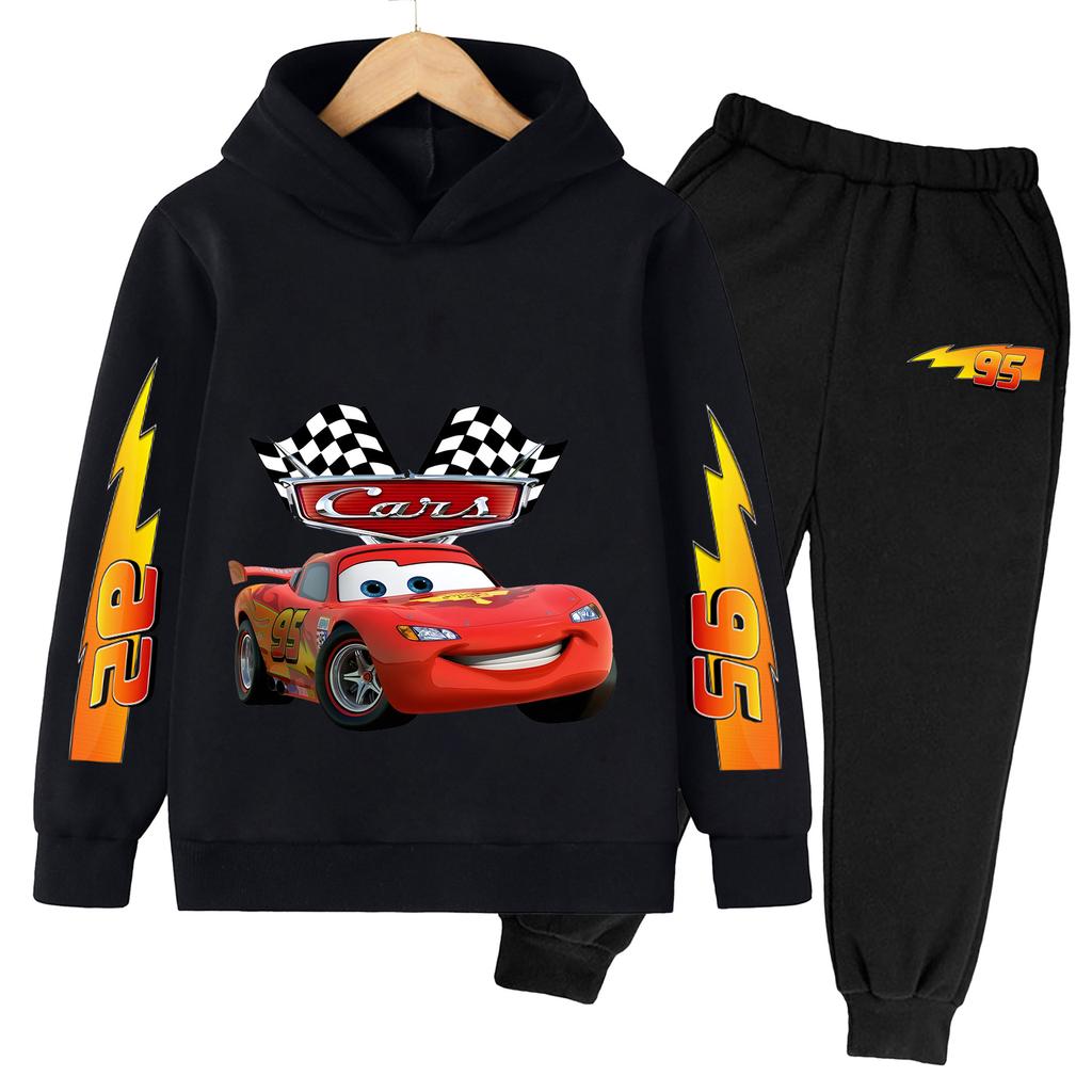 Kreslené Anime Blesk McQueen Módní Cool Potisk Volné Teplé Pohodlné Chlapecké Dívčí Mikiny Dlouhý Rukáv Set