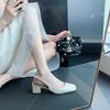 Sheepskin bag head sandals women's outer wear square head temperament medium high heel rear empty bag head light mouth thick heel single shoes